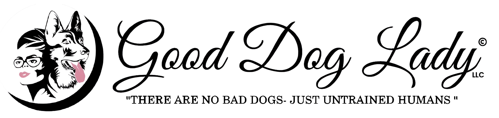 Black and white good dog lady Logo WEBP